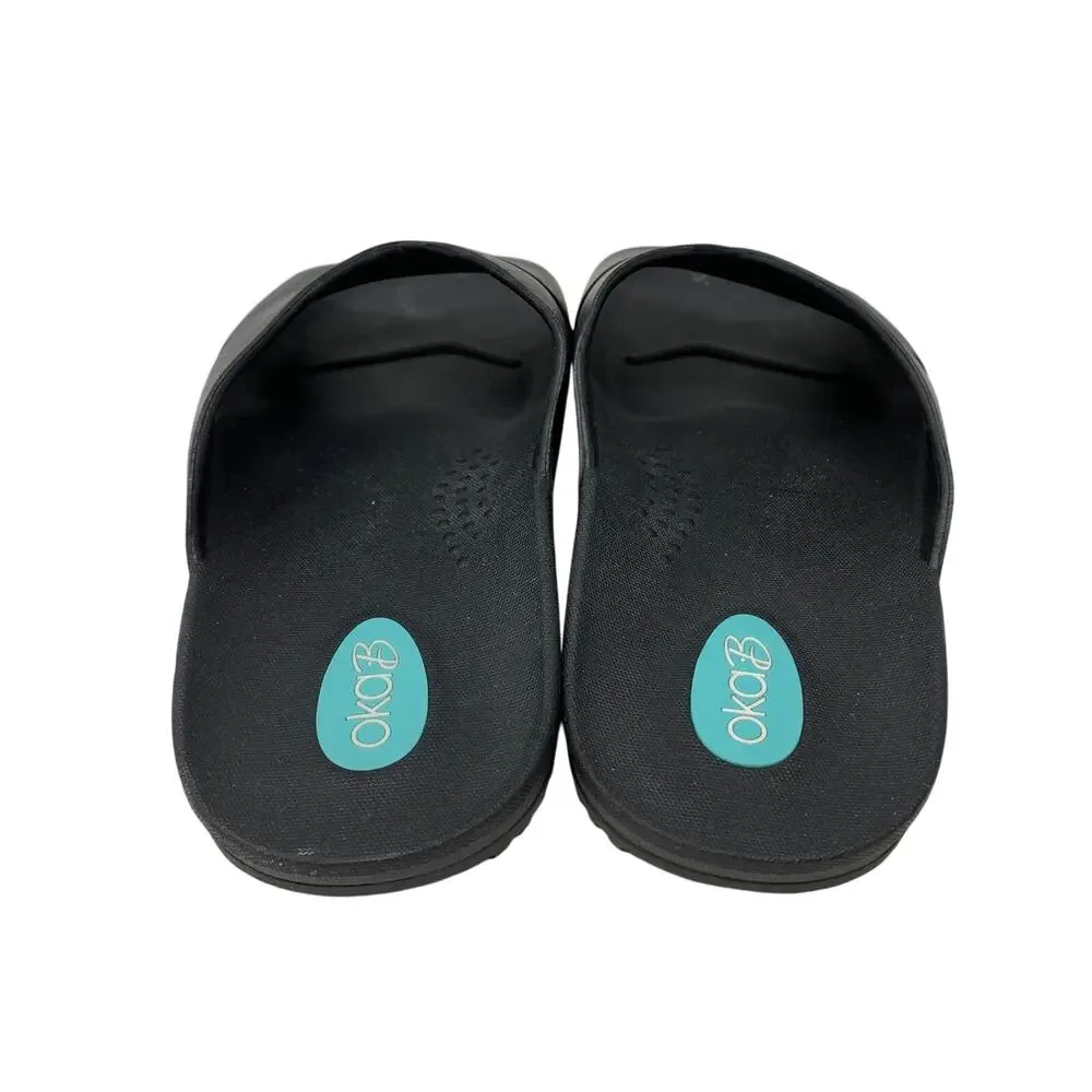 Oka B Slide Sandals Womens Size S US 7-8 Black Cross Strap